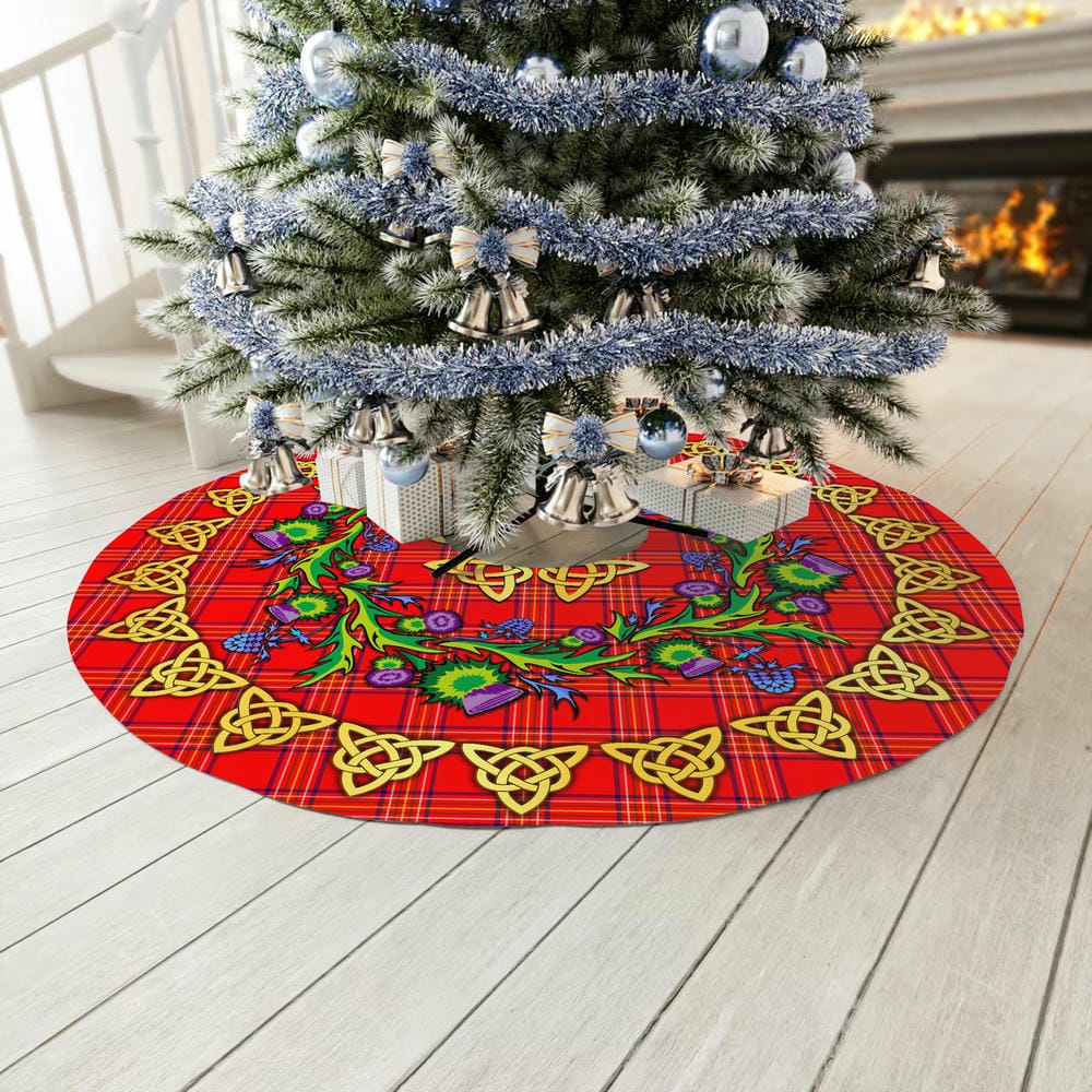 Scottish Burnett Modern Tartan Thistle Celtic Knot Christmas Tree Skirt - Image 3