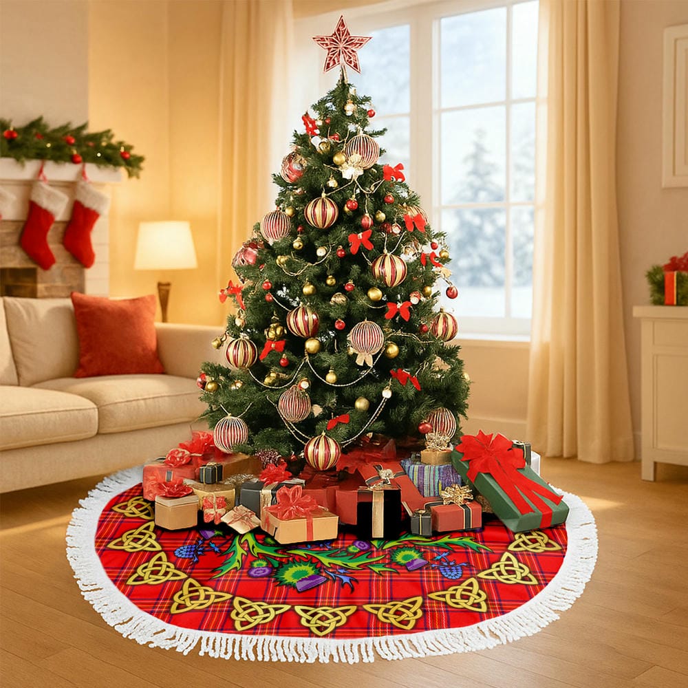 Scottish Burnett Modern Tartan Thistle Celtic Knot Christmas Tree Skirt - Image 6