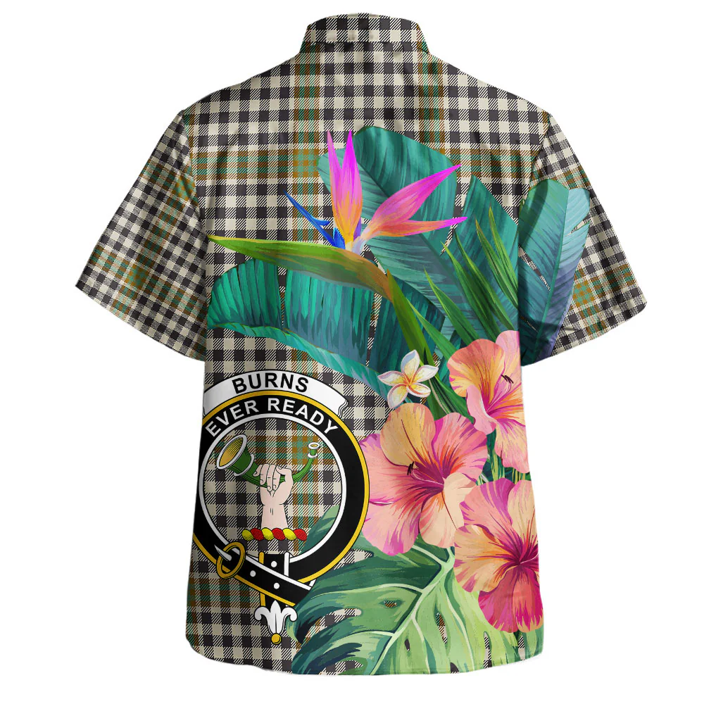 Scottish Burns Check Clan Badge Tartan Hawaiian Shirt Bouquet Tropical Style - Image 3
