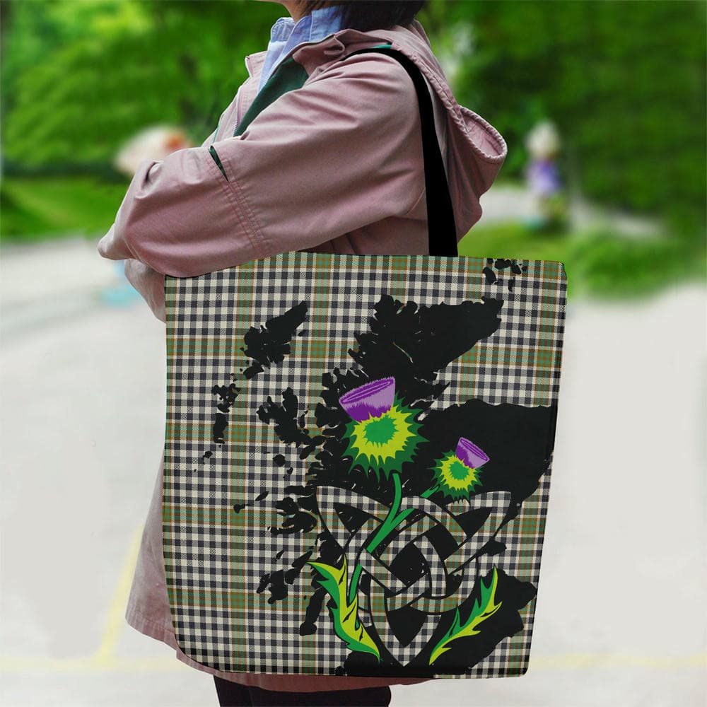 Scottish Burns Check Tartan Canvas Bag With Shoulder Strap With Thistle - Image 2