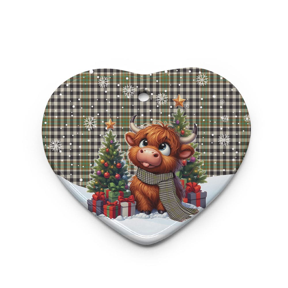 Scottish Burns Check Tartan Ceramic Ornament Cute Highland Cow Christmas - Image 3