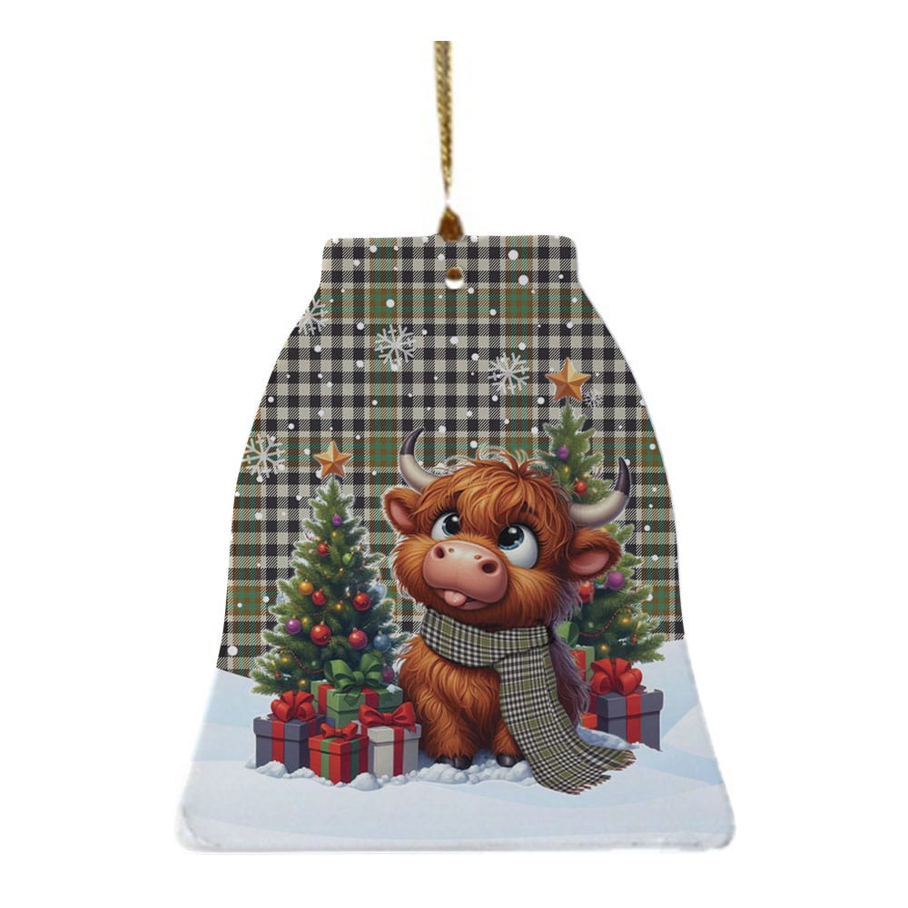Scottish Burns Check Tartan Ceramic Ornament Cute Highland Cow Christmas - Image 4