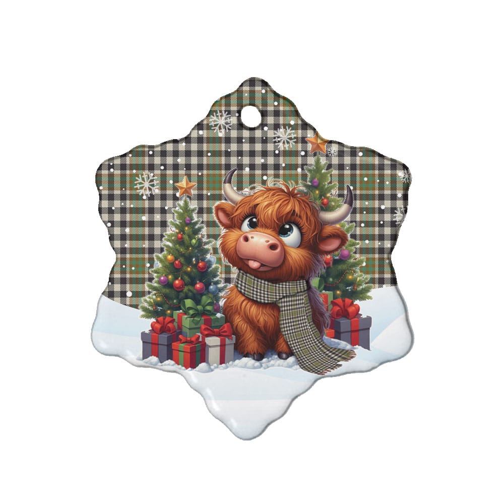 Scottish Burns Check Tartan Ceramic Ornament Cute Highland Cow Christmas - Image 6