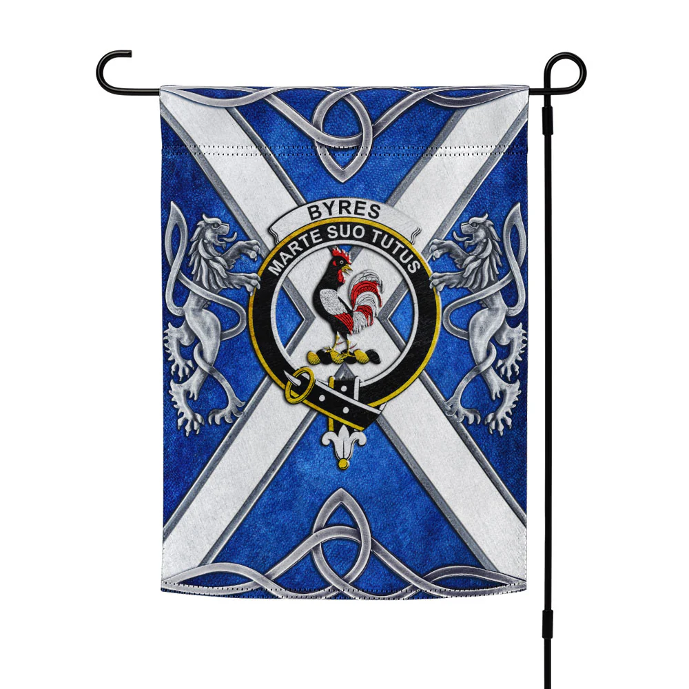Scottish Byres Clan Badge Garden Flag Silver Rampant Lion Emblem