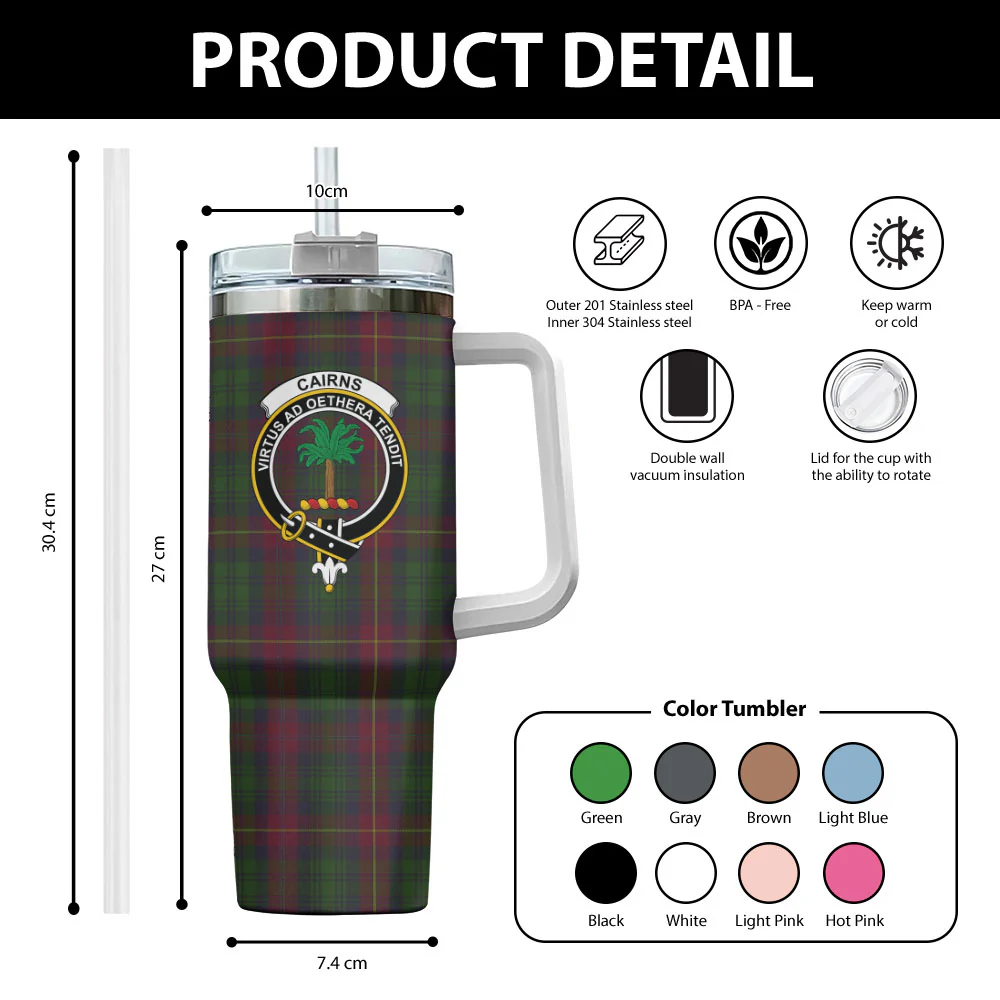 Scottish Cairns Clan Badge Tartan 40oz Tumbler - Image 2