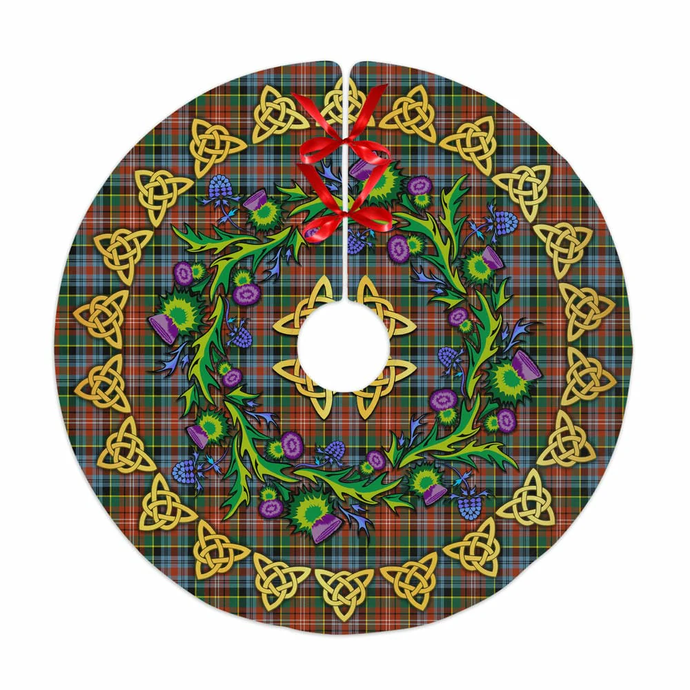 Scottish Caledonia Ancient Tartan Thistle Celtic Knot Christmas Tree Skirt