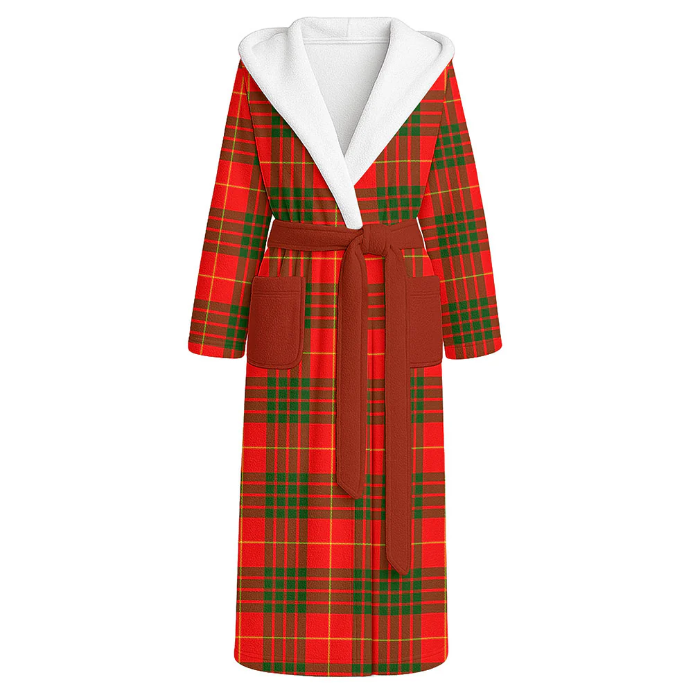 Scottish Cameron Modern Clan Badge Tartan Flannel Hooded Bathrobe