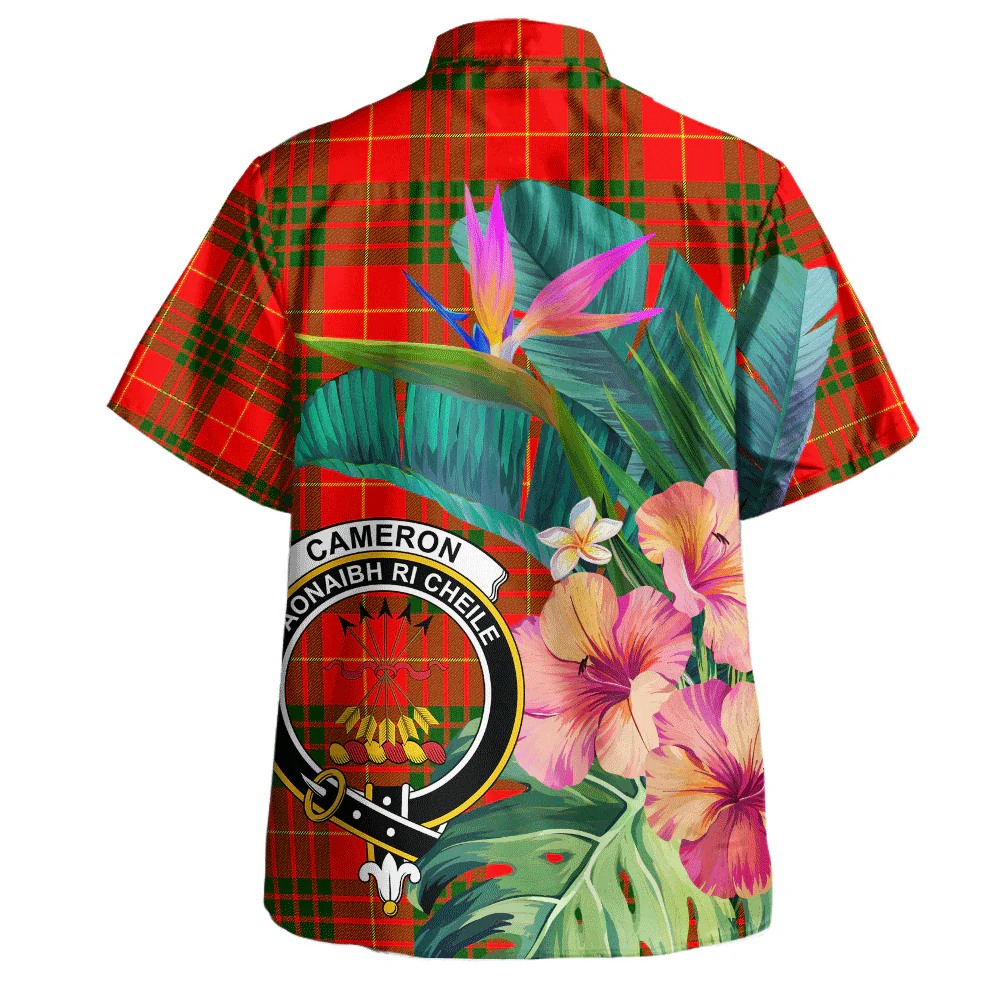 Scottish Cameron Modern Clan Badge Tartan Hawaiian Shirt Bouquet Tropical Style - Image 3