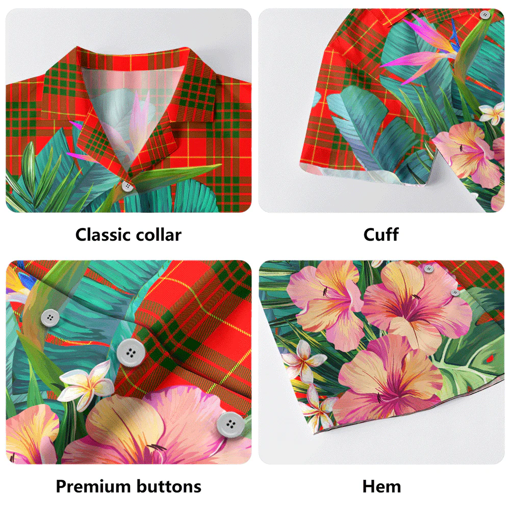 Scottish Cameron Modern Clan Badge Tartan Hawaiian Shirt Bouquet Tropical Style - Image 5