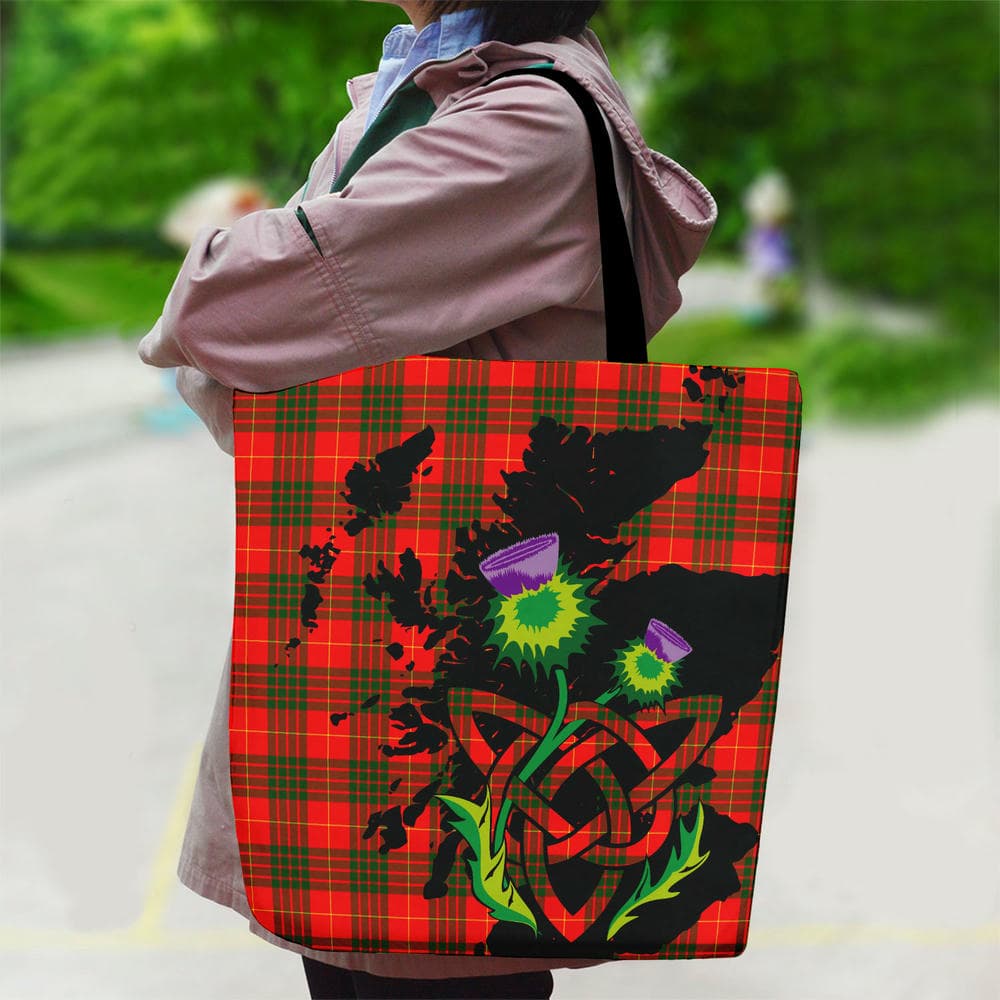 Scottish Cameron Modern Tartan Canvas Bag With Shoulder Strap With Thistle - Image 2