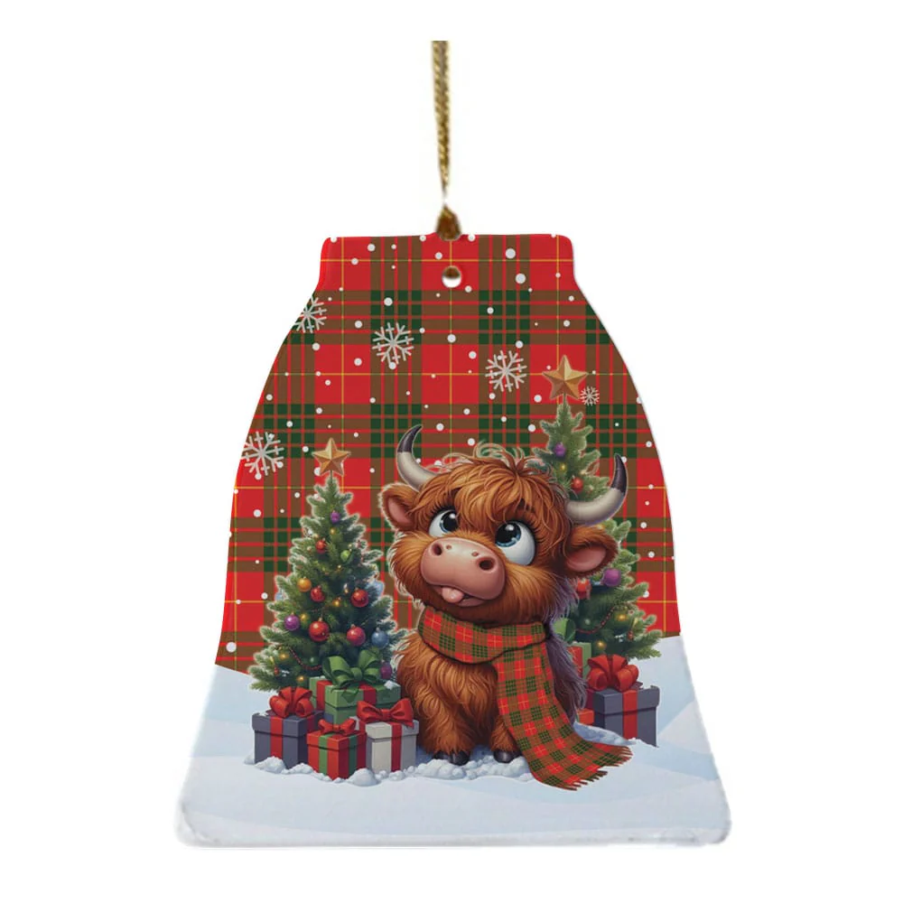 Scottish Cameron Modern Tartan Ceramic Ornament Cute Highland Cow Christmas - Image 4