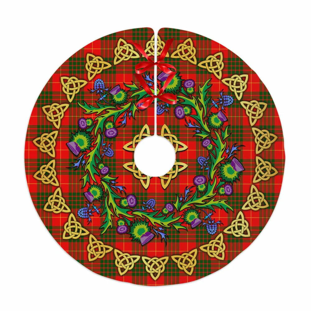 Scottish Cameron Modern Tartan Thistle Celtic Knot Christmas Tree Skirt
