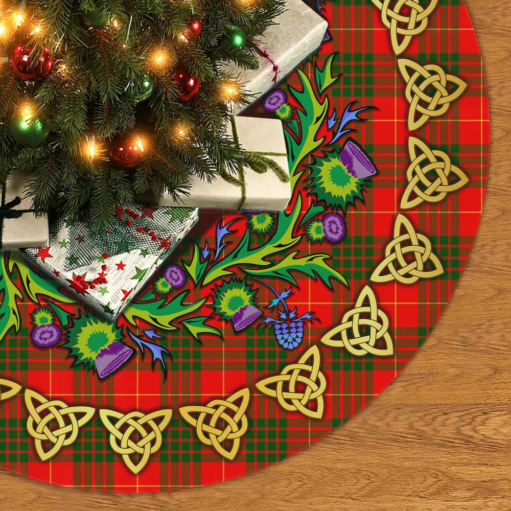 Scottish Cameron Modern Tartan Thistle Celtic Knot Christmas Tree Skirt - Image 2