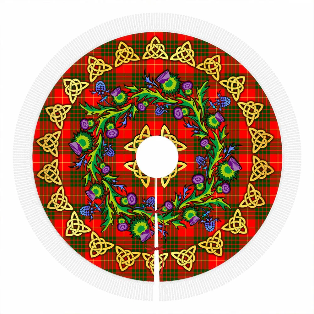 Scottish Cameron Modern Tartan Thistle Celtic Knot Christmas Tree Skirt - Image 4