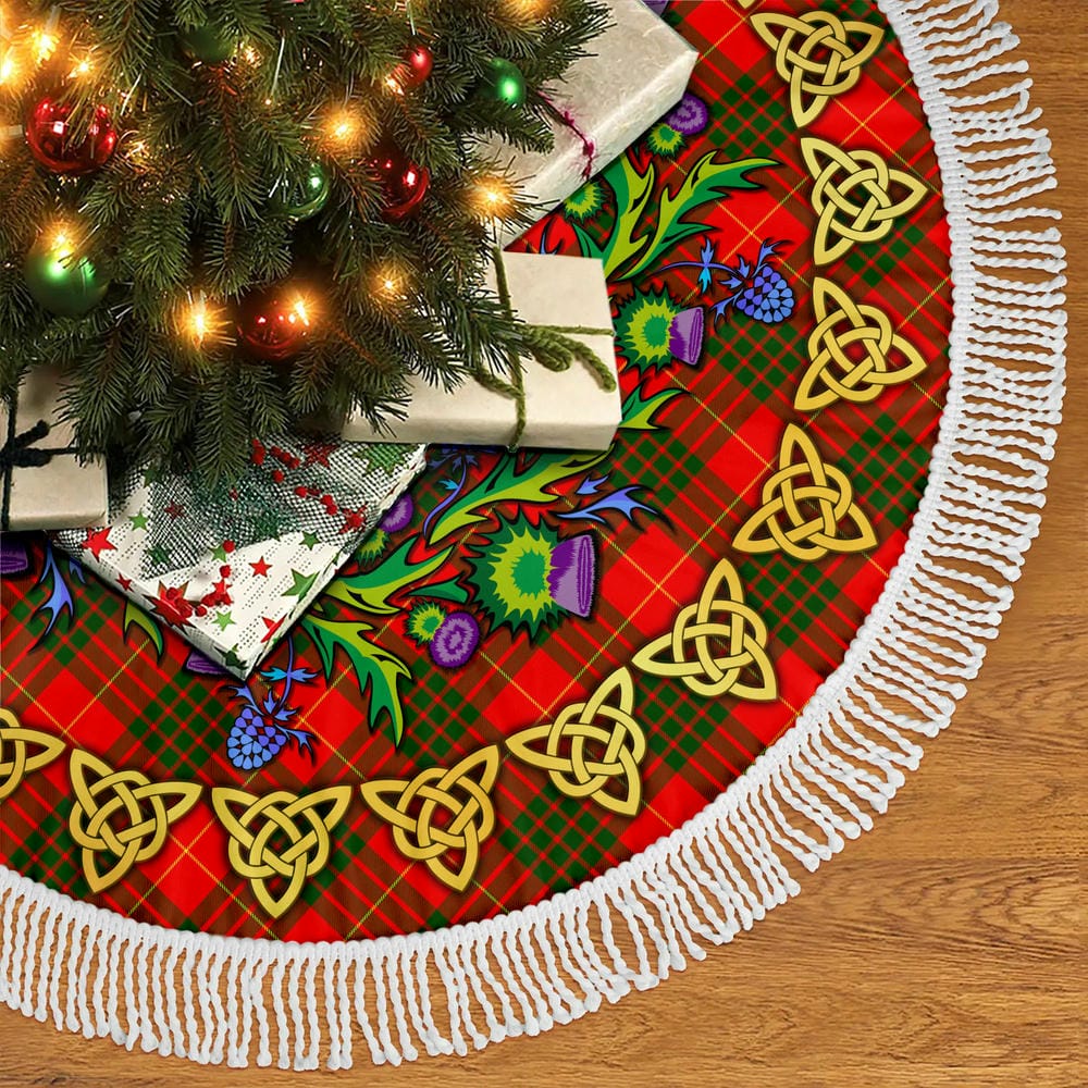 Scottish Cameron Modern Tartan Thistle Celtic Knot Christmas Tree Skirt - Image 5