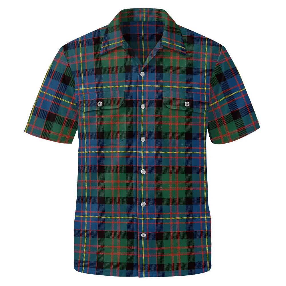 Scottish Cameron of Erracht Ancient Clan Badge Tartan Short Sleeve Work Shirt