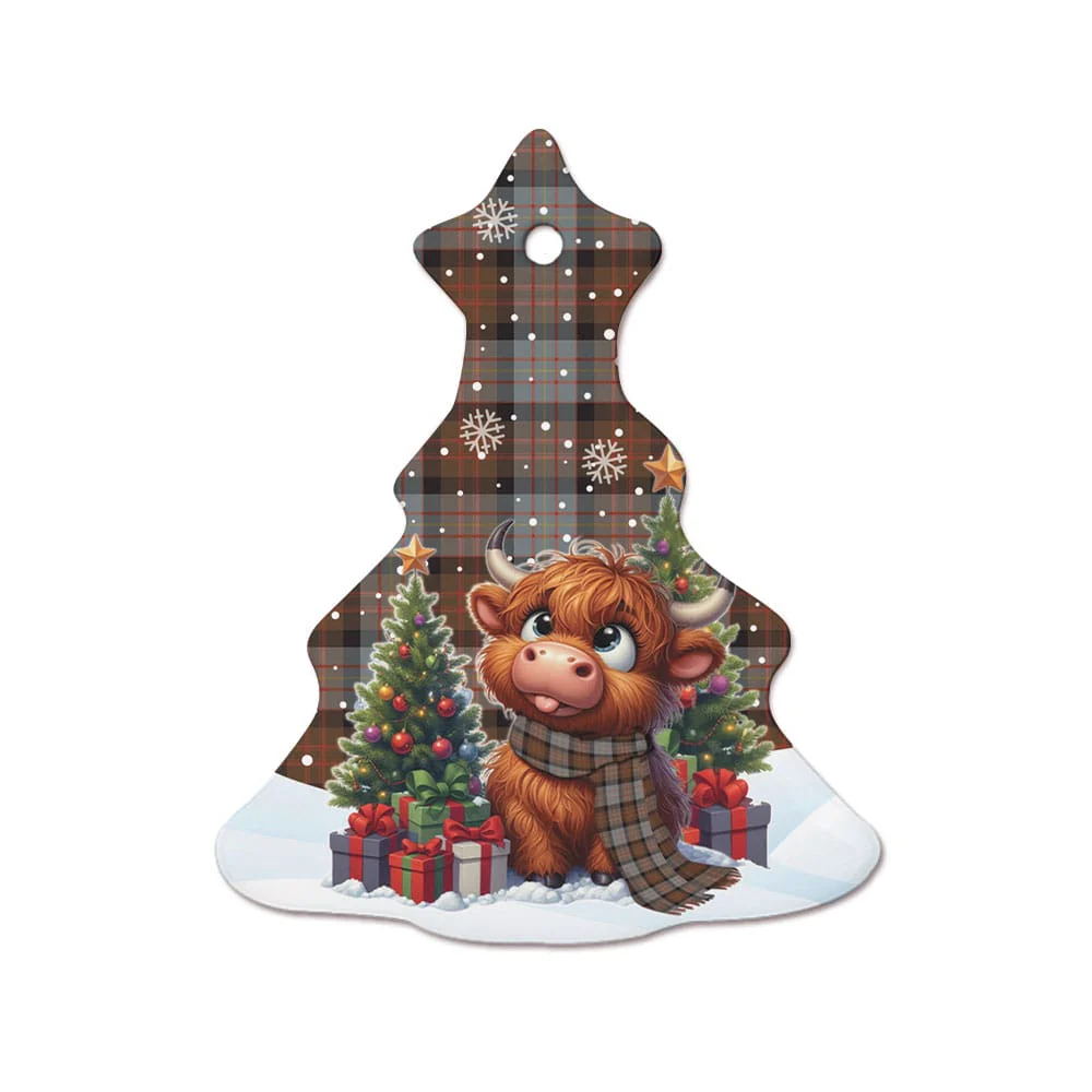Scottish Cameron of Erracht Weathered Tartan Ceramic Ornament Cute Highland Cow Christmas - Image 7