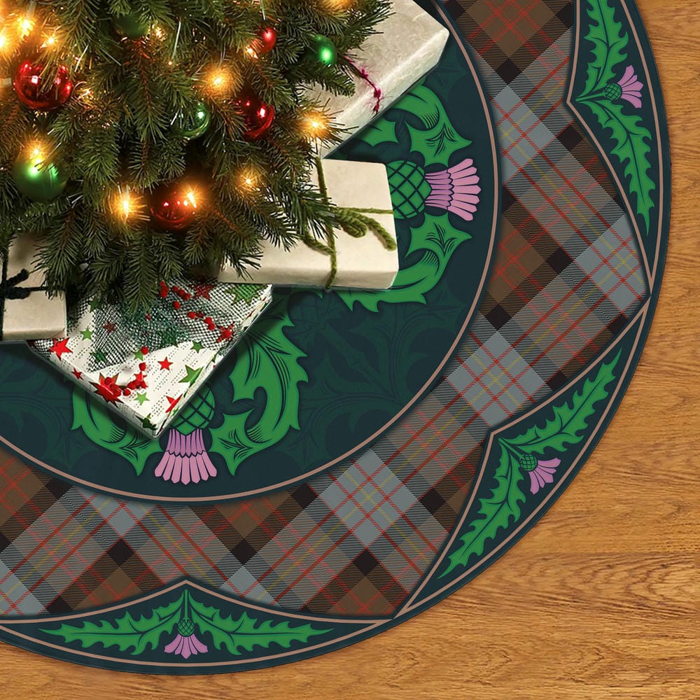Scottish Cameron of Erracht Weathered Tartan Christmas Tree Skirt Old Scottish Thistle Flower - Image 2