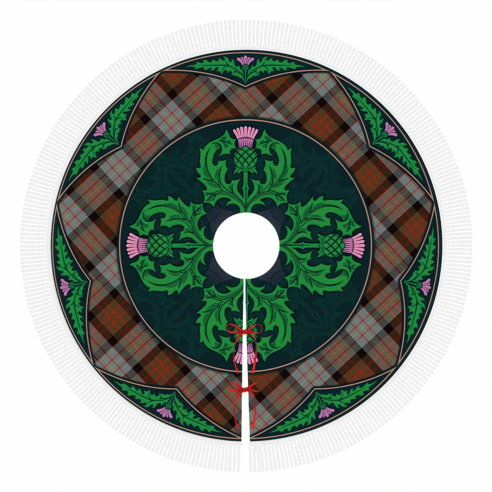 Scottish Cameron of Erracht Weathered Tartan Christmas Tree Skirt Old Scottish Thistle Flower - Image 4