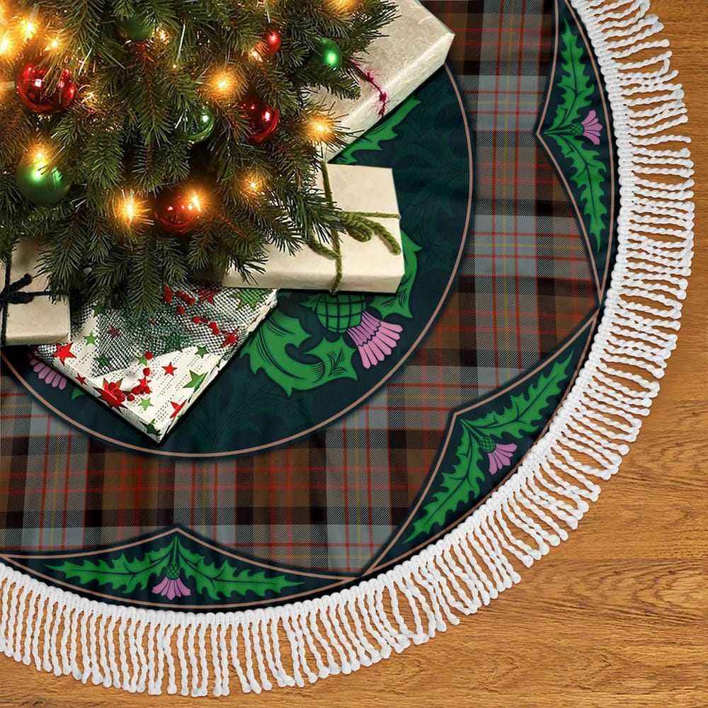 Scottish Cameron of Erracht Weathered Tartan Christmas Tree Skirt Old Scottish Thistle Flower - Image 5