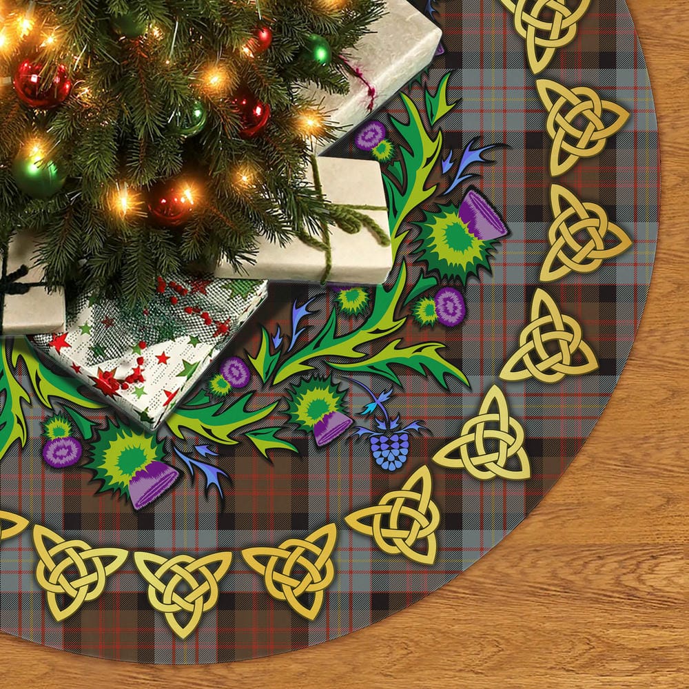 Scottish Cameron of Erracht Weathered Tartan Thistle Celtic Knot Christmas Tree Skirt - Image 2