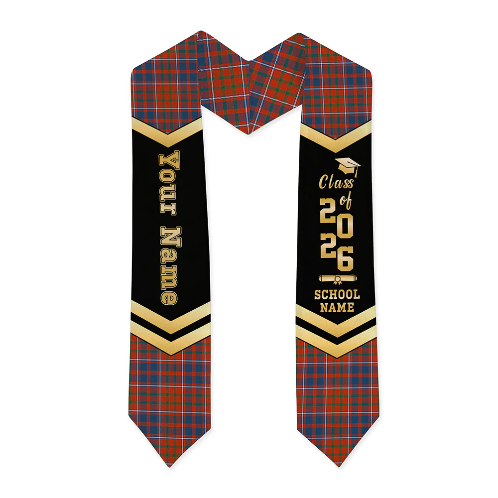 Scottish Cameron of Lochiel Ancient Clan Badge Tartan Graduation Stole Black Gold Honor - Image 3