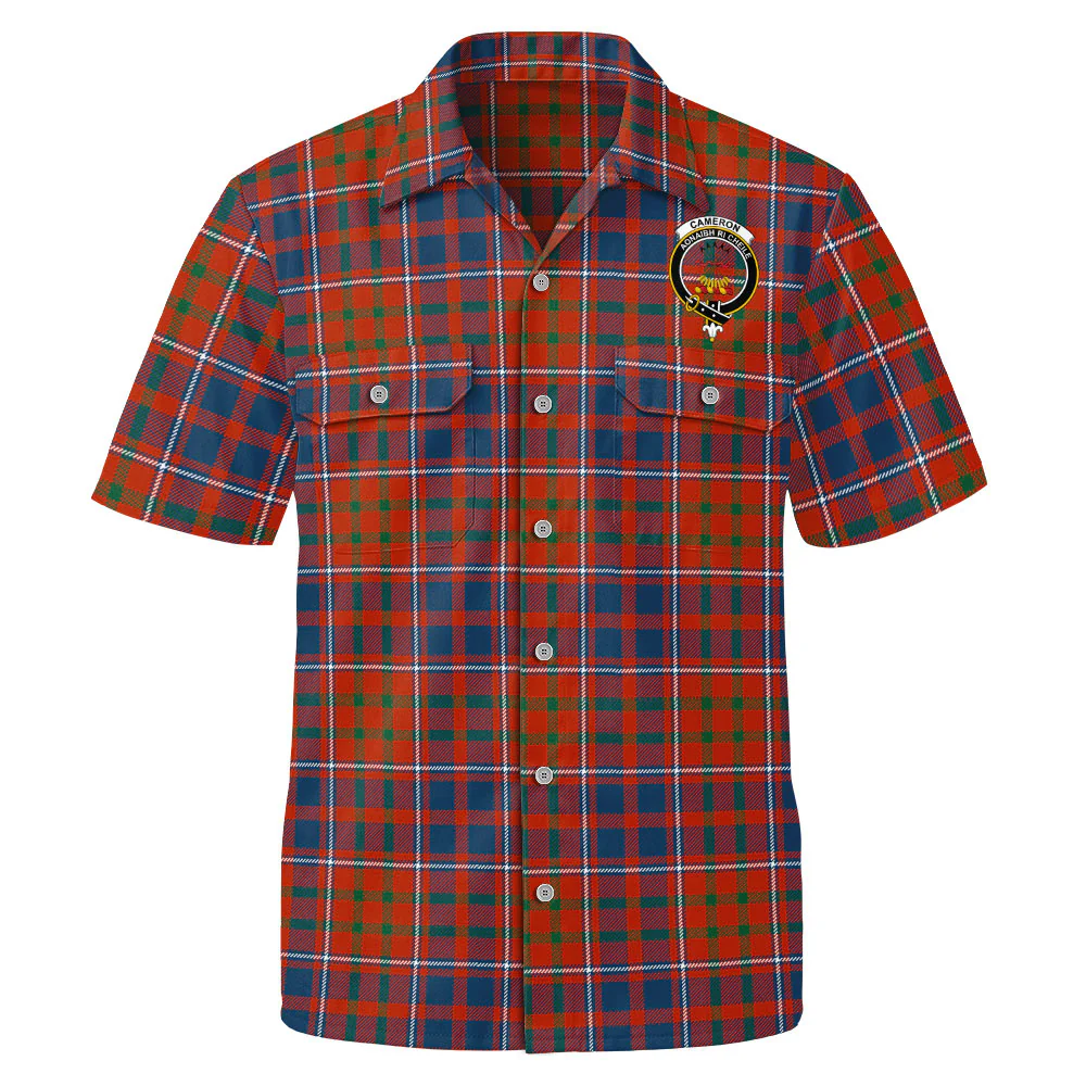 Scottish Cameron of Lochiel Ancient Clan Badge Tartan Short Sleeve Work Shirt - Image 2