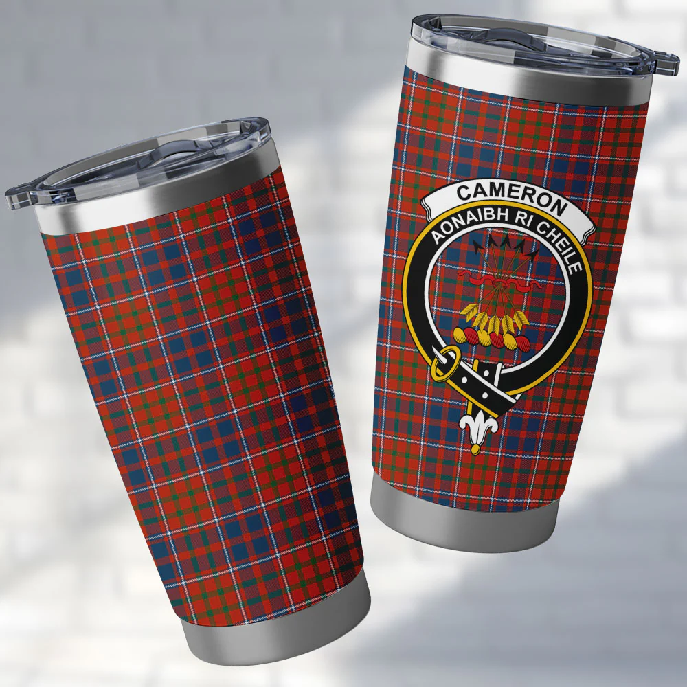 Scottish Cameron of Lochiel Ancient Clan Badge Tartan Tumbler