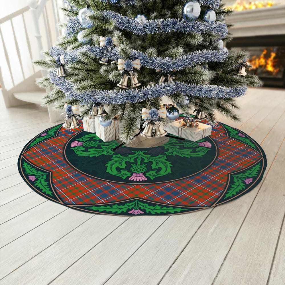 Scottish Cameron of Lochiel Ancient Tartan Christmas Tree Skirt Old Scottish Thistle Flower - Image 3