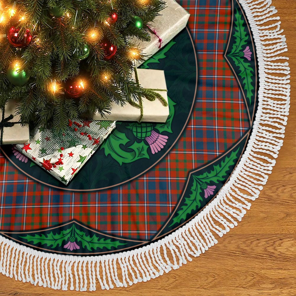 Scottish Cameron of Lochiel Ancient Tartan Christmas Tree Skirt Old Scottish Thistle Flower - Image 5