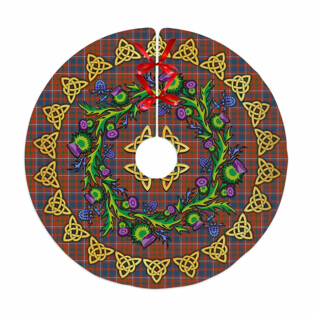 Scottish Cameron of Lochiel Ancient Tartan Thistle Celtic Knot Christmas Tree Skirt