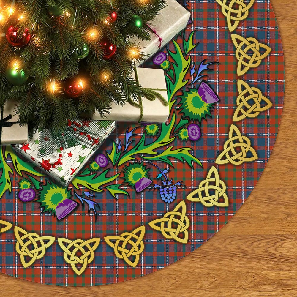 Scottish Cameron of Lochiel Ancient Tartan Thistle Celtic Knot Christmas Tree Skirt - Image 2