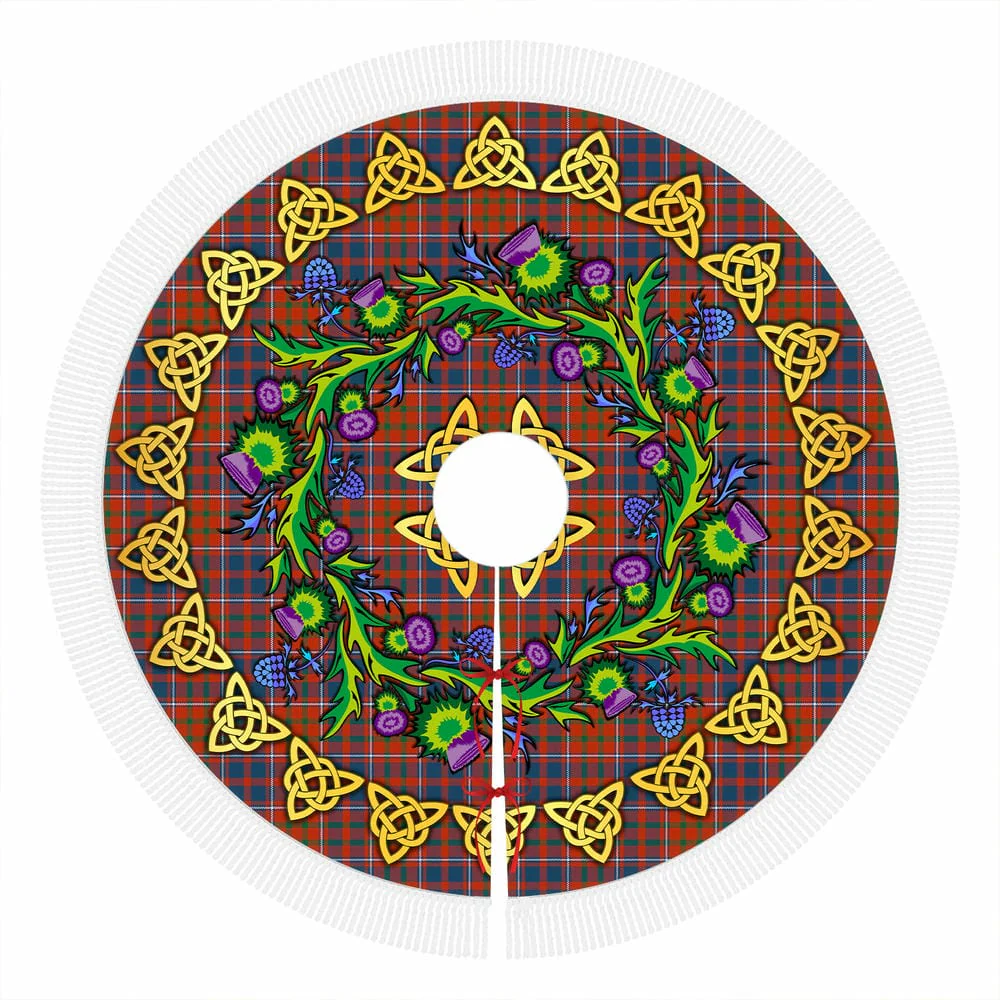 Scottish Cameron of Lochiel Ancient Tartan Thistle Celtic Knot Christmas Tree Skirt - Image 4