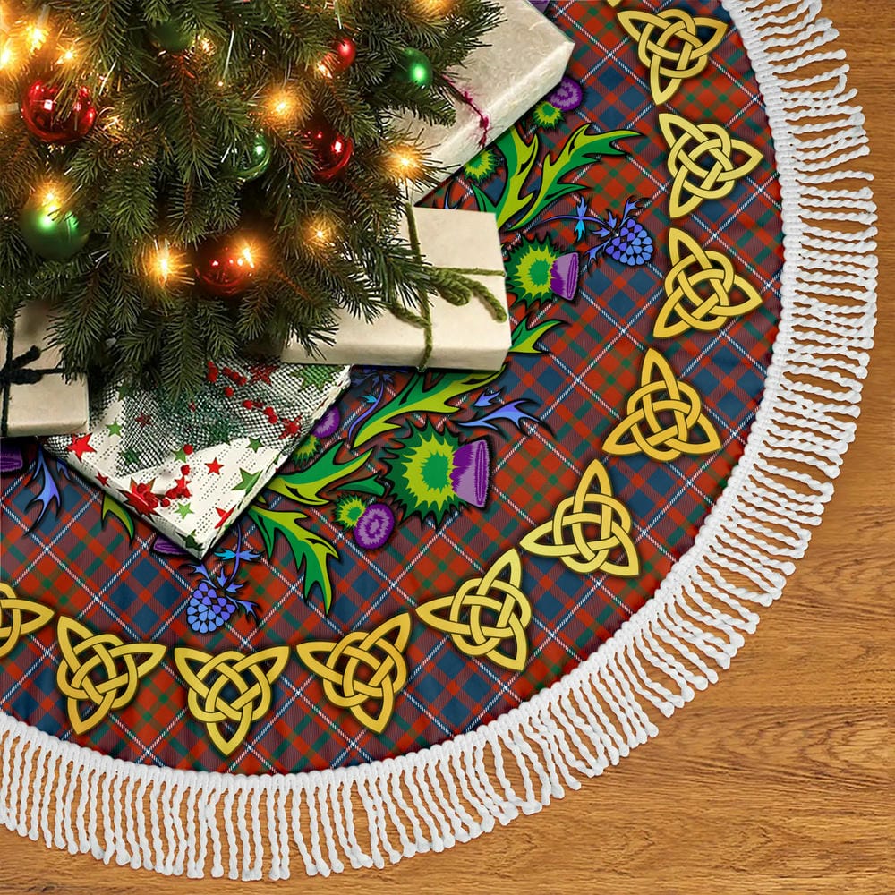 Scottish Cameron of Lochiel Ancient Tartan Thistle Celtic Knot Christmas Tree Skirt - Image 5