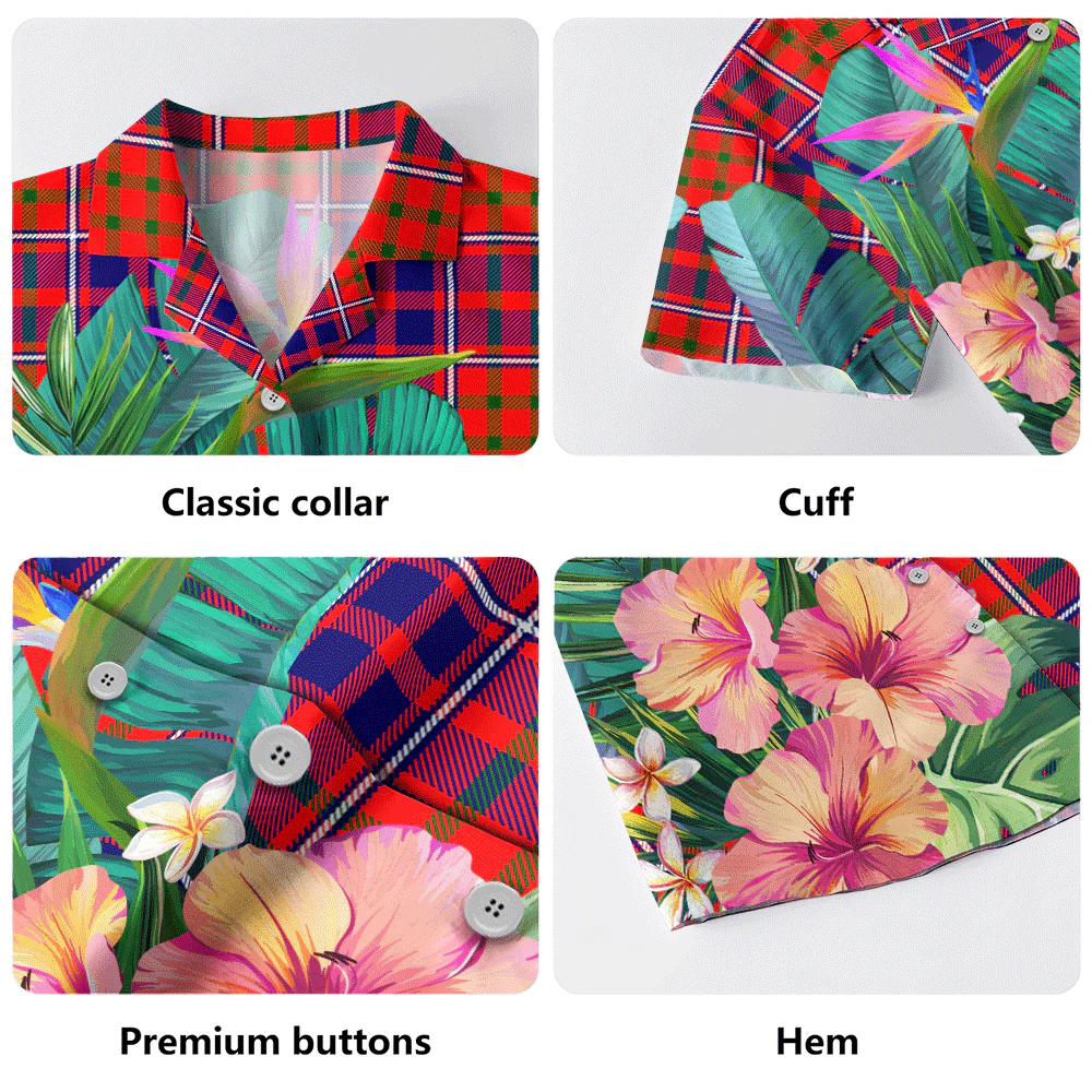 Scottish Cameron of Lochiel Modern Clan Badge Tartan Hawaiian Shirt Bouquet Tropical Style - Image 5