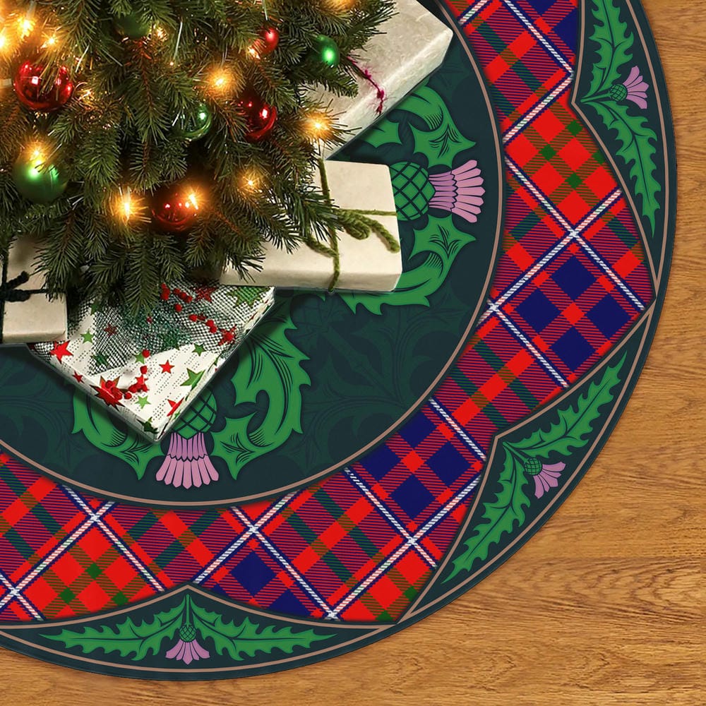Scottish Cameron of Lochiel Modern Tartan Christmas Tree Skirt Old Scottish Thistle Flower - Image 2