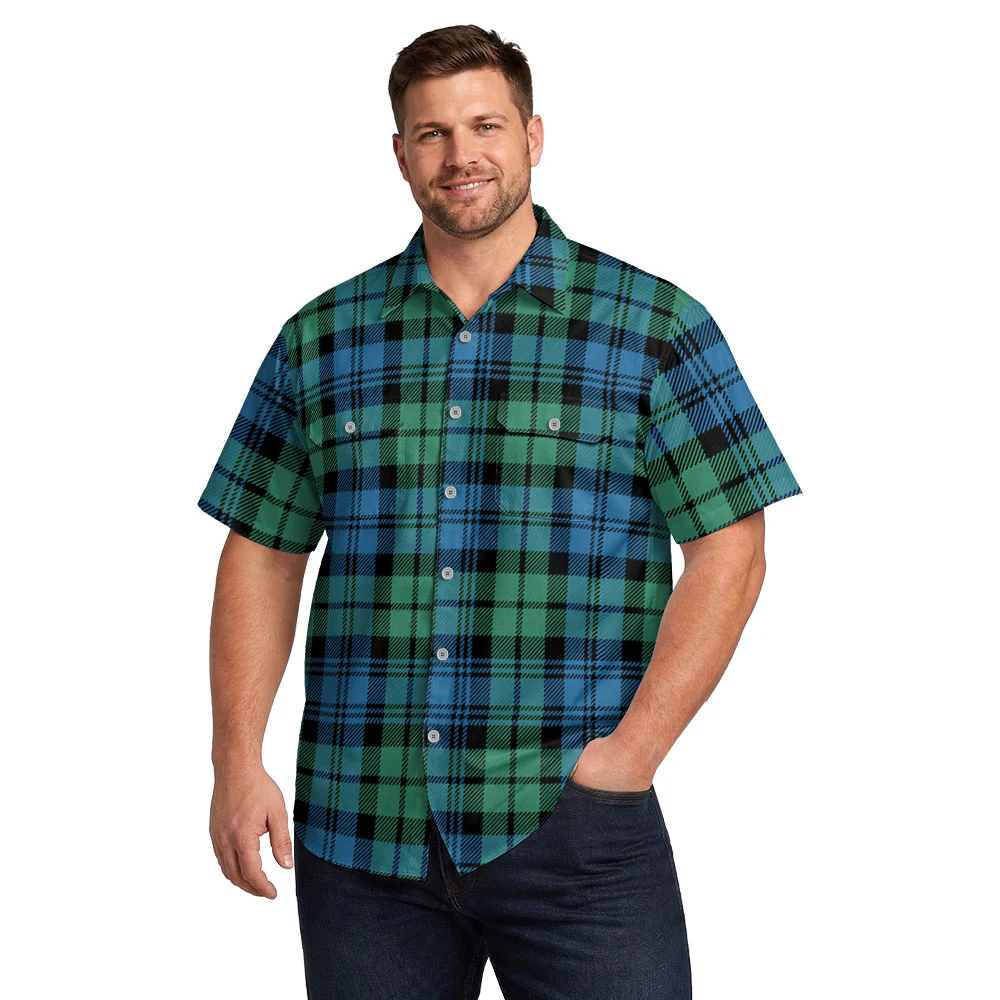 Scottish Campbell Ancient 01 Clan Badge Tartan Short Sleeve Work Shirt - Image 4