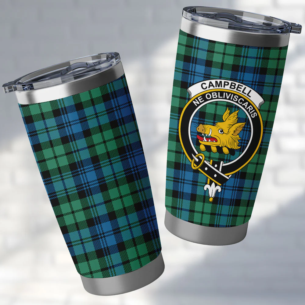 Scottish Campbell Ancient 01 Clan Badge Tartan Tumbler