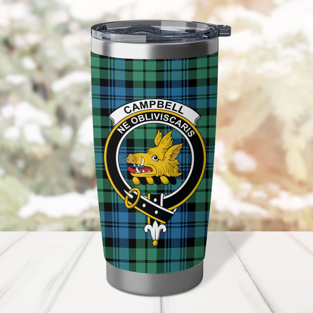 Scottish Campbell Ancient 01 Clan Badge Tartan Tumbler - Image 2