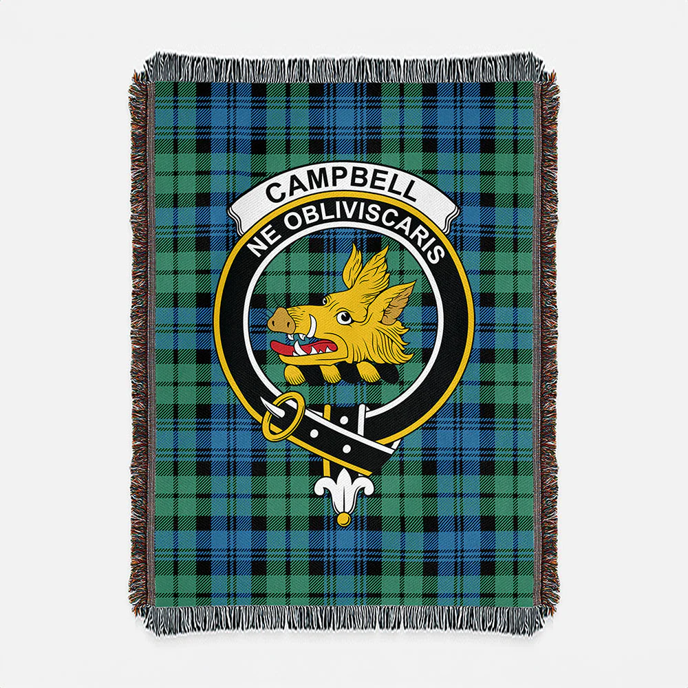 Scottish Campbell Ancient 01 Clan Badge Tartan Woven Blanket - Image 2