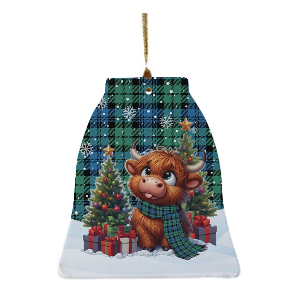 Scottish Campbell Ancient 01 Tartan Ceramic Ornament Cute Highland Cow Christmas - Image 4