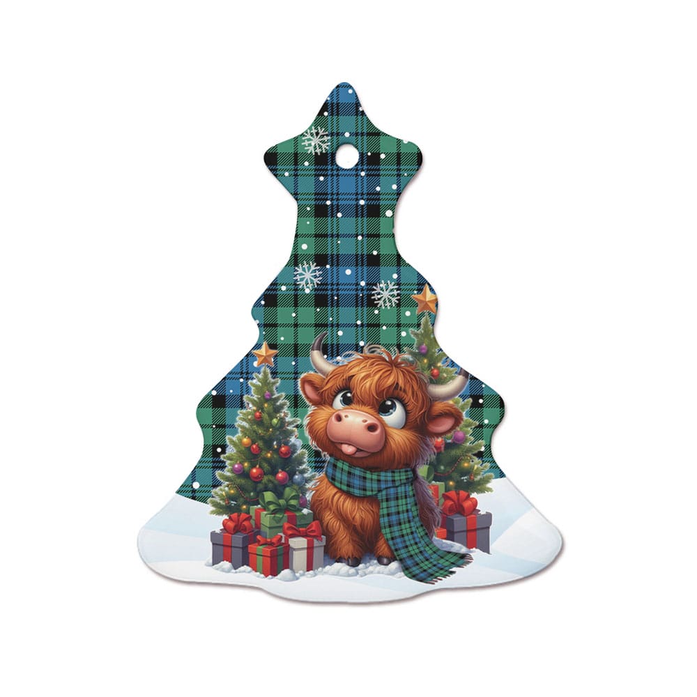 Scottish Campbell Ancient 01 Tartan Ceramic Ornament Cute Highland Cow Christmas - Image 7