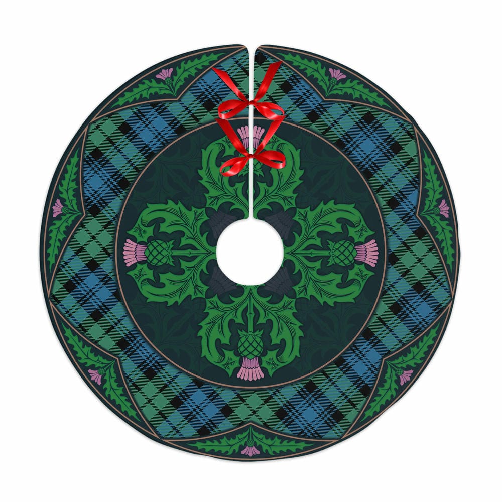 Scottish Campbell Ancient 01 Tartan Christmas Tree Skirt Old Scottish Thistle Flower