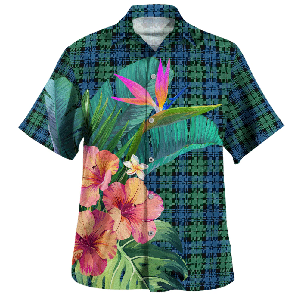 Scottish Campbell Ancient 02 Clan Badge Tartan Hawaiian Shirt Bouquet Tropical Style - Image 2