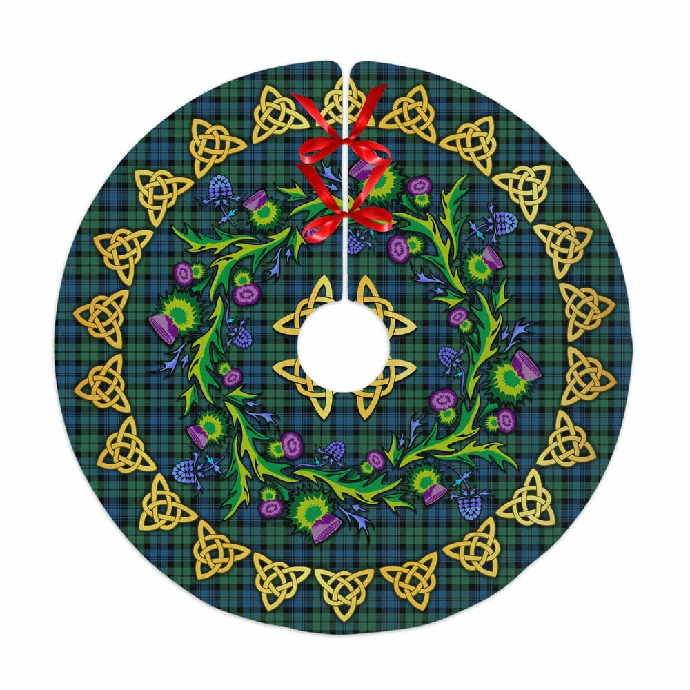 Scottish Campbell Ancient 02 Tartan Thistle Celtic Knot Christmas Tree Skirt