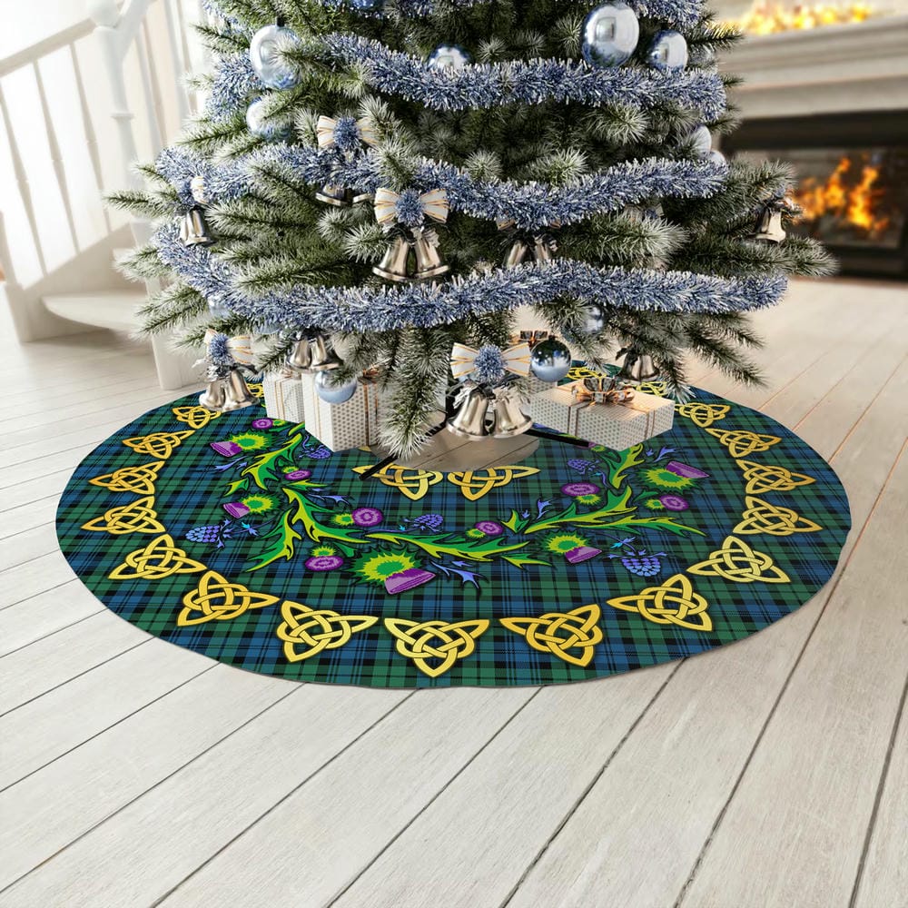 Scottish Campbell Ancient 02 Tartan Thistle Celtic Knot Christmas Tree Skirt - Image 3