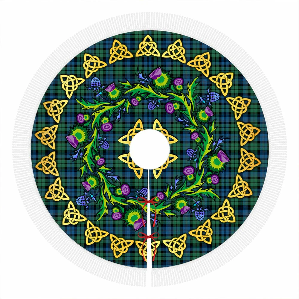 Scottish Campbell Ancient 02 Tartan Thistle Celtic Knot Christmas Tree Skirt - Image 4