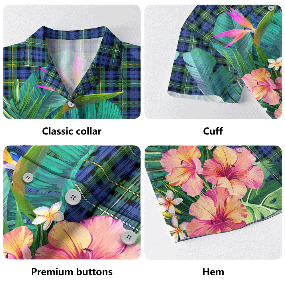 Scottish Campbell Argyll Ancient Clan Badge Tartan Hawaiian Shirt Bouquet Tropical Style - Image 5