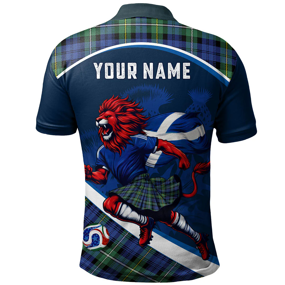 Scottish Campbell Argyll Ancient Clan Badge Tartan Polo Shirt Scotland Lion Brave Highland Spirit - Image 2