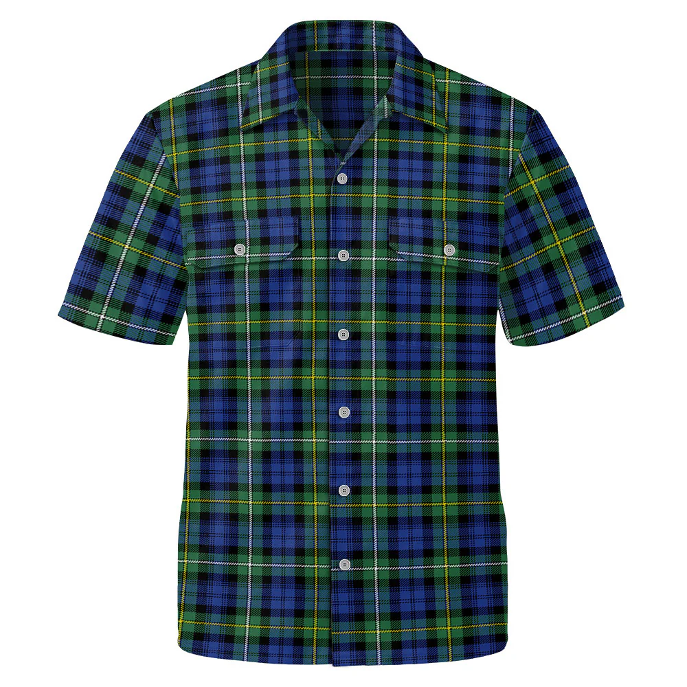 Scottish Campbell Argyll Ancient Clan Badge Tartan Short Sleeve Work Shirt
